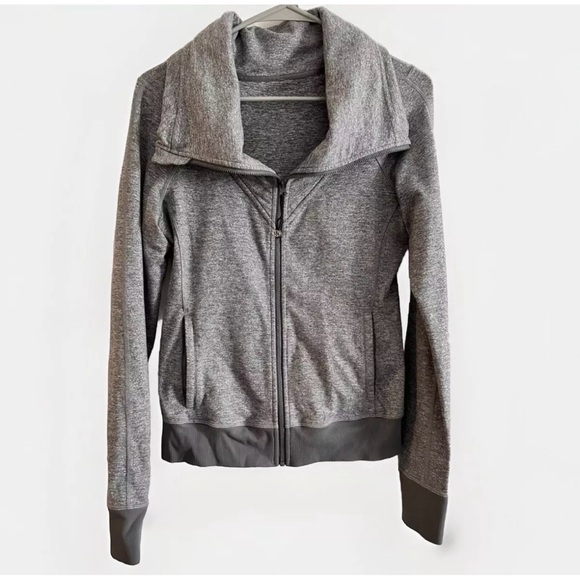 Lululemon Be Present Jacket Womens 8 Heathered Slate Gray Funnel Neck Full Zip - Picture 2 of 13